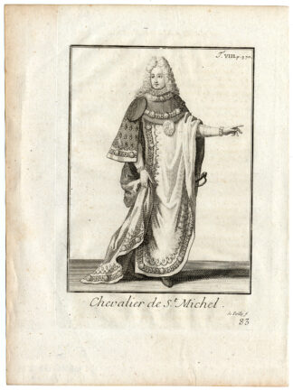 Antique Religious Print-KNIGHT-ORDER OF SAINT MICHAEL-FRANCE-Helyot-1792