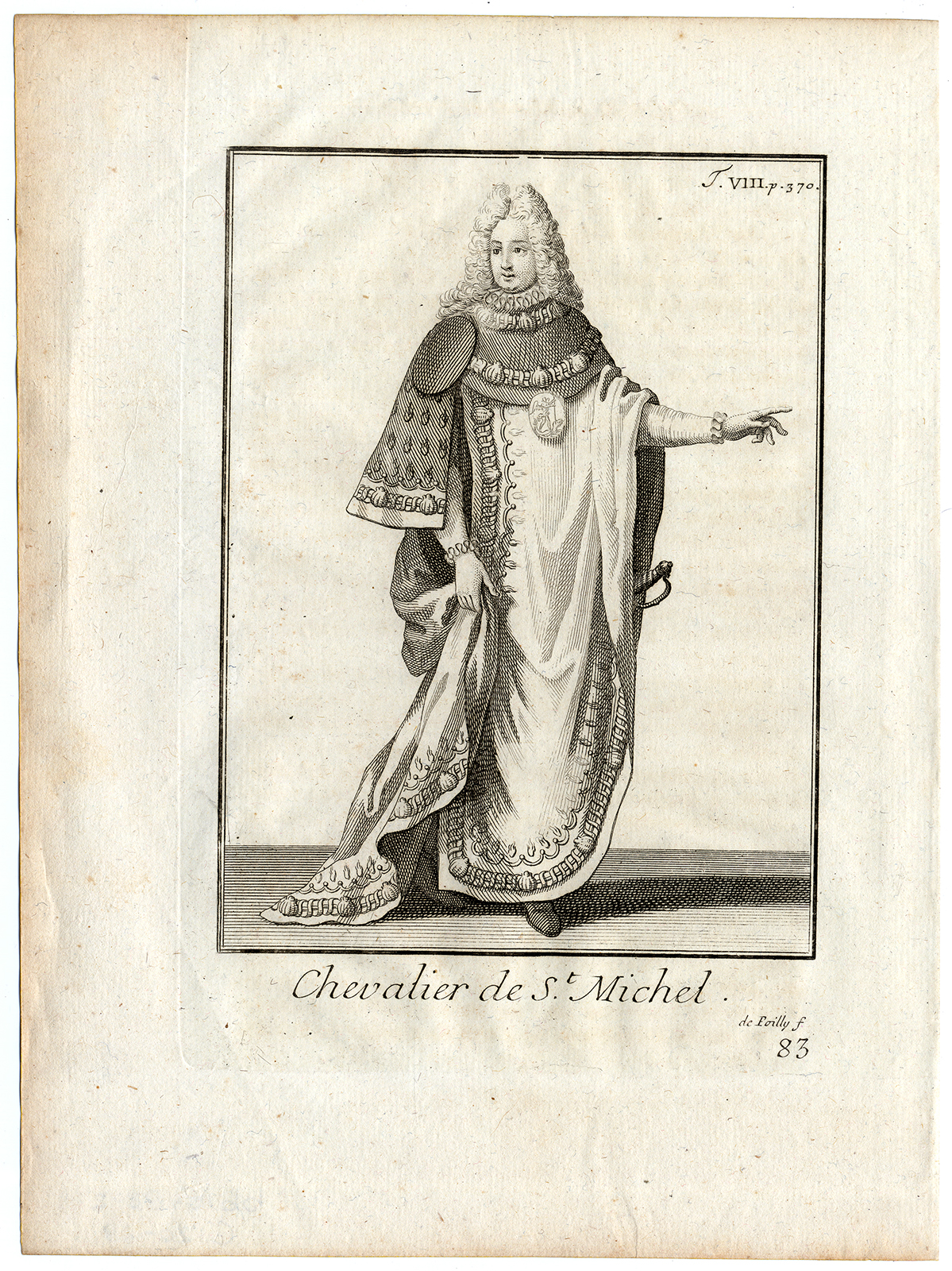 , Antique Religious Print-KNIGHT-ORDER OF SAINT MICHAEL-FRANCE-Helyot-1792, Pictura Antique Prints
