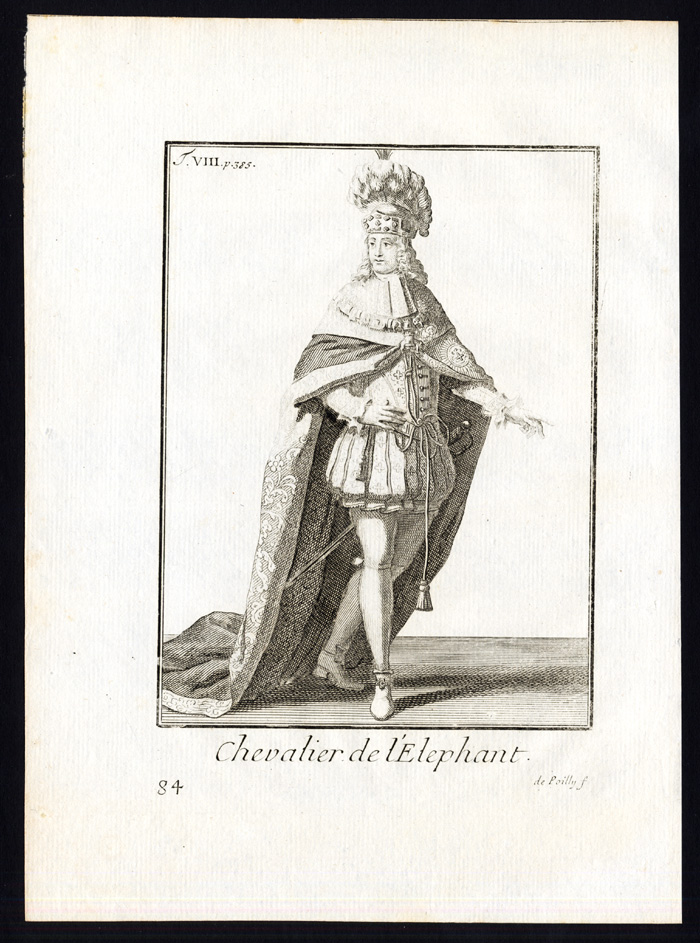 , Antique Religious Print-KNIGHT-ORDER OF THE ELEPHANT-DENMARK-Helyot-1792, Pictura Antique Prints