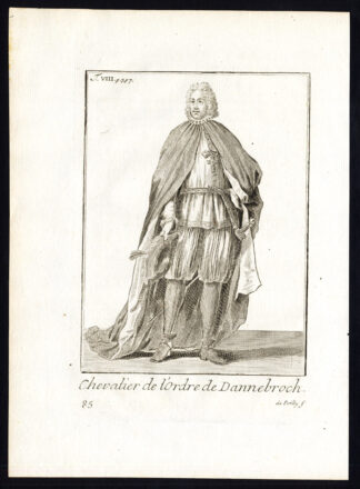 Antique Religious Print-KNIGHT-ORDER OF THE DANNEBROG-DENMARK-Helyot-1792