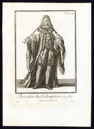 Antique Religious Print-KNIGHT-ORDER OF THE REDEEMER-GREECE-Helyot-1792