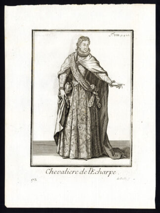 Antique Religious Print-KNIGHT-ORDER OF THE SASH-ECHARPE-Helyot-1792