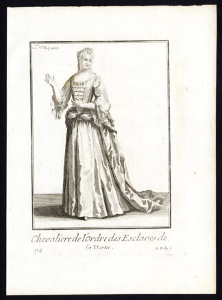 Antique Religious Print-KNIGHT-ORDER OF THE SLAVES OF VIRTUE-FRANCE-Helyot-1792