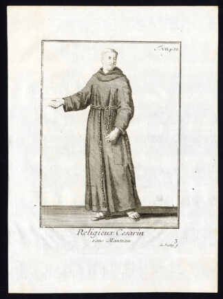 2 Antique Religious Prints-CAESAREAN MONK-RELIGIEUX CESARIN-Helyot-1792