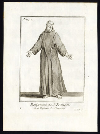 Antique Religious Print-FRANCISCAN MONK-SAINT FRANCOIS-Helyot-1792