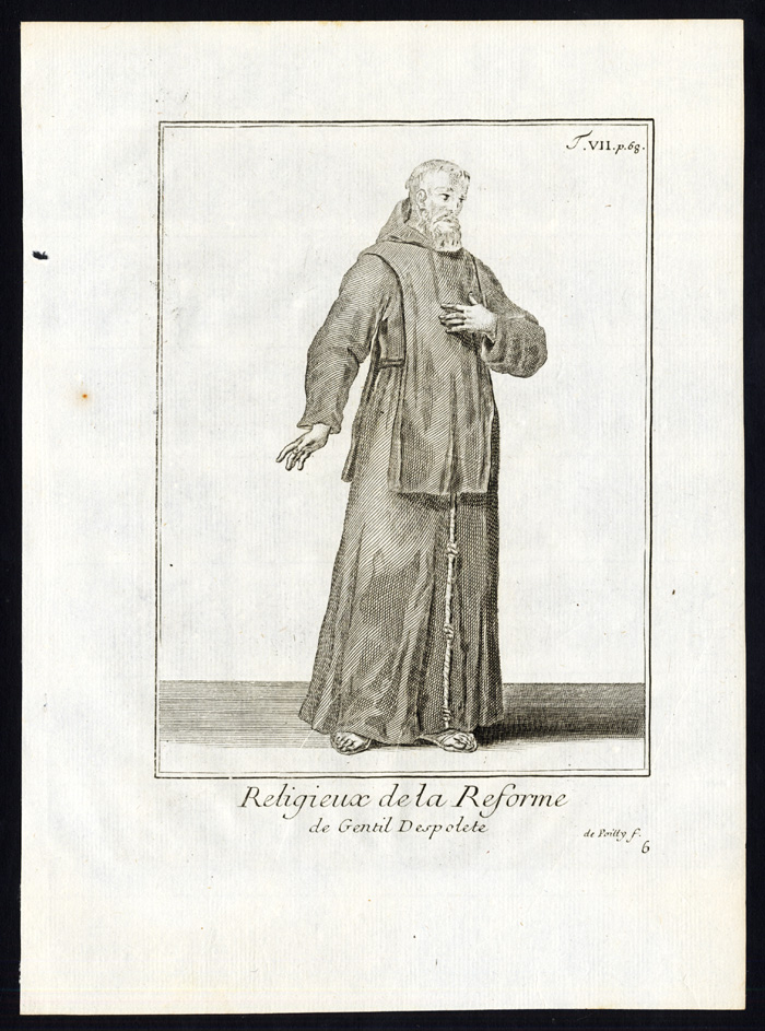 , Antique Religious Print-MONK-REFORME DE GENTIL DESPOLETE-Helyot-1792, Pictura Antique Prints