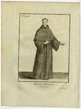 Antique Religious Print-ORDER OF FRIARS CONVENTUAL-FRANCISCANS-Helyot-1792