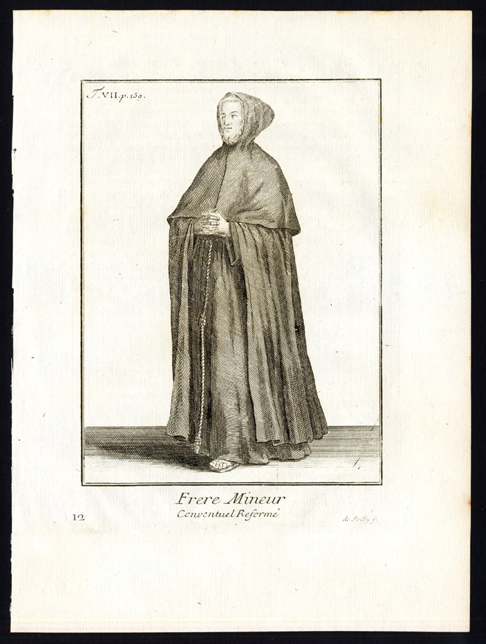 Bb15508 416x551 Antique Religious Print-ORDER OF FRIARS CONVENTUAL-FRANCISCANS-Helyot-1792 - Image 2