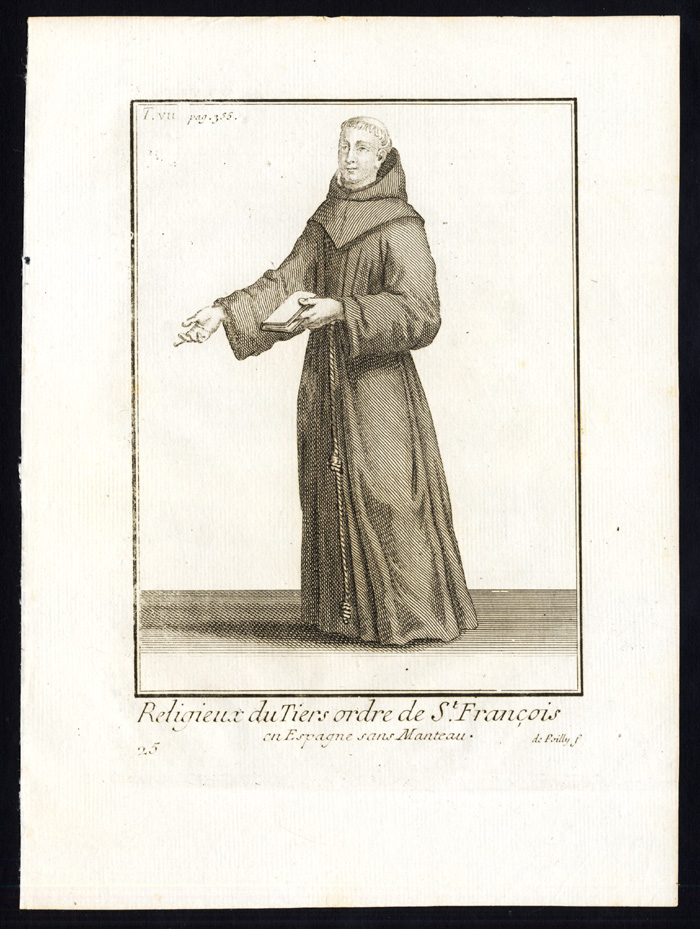 Bb15521 416x552 21 Antique Religious Prints-THIRD ORDER OF SAINT FRANCIS-MONK-HABIT-Helyot-1792 - Image 4