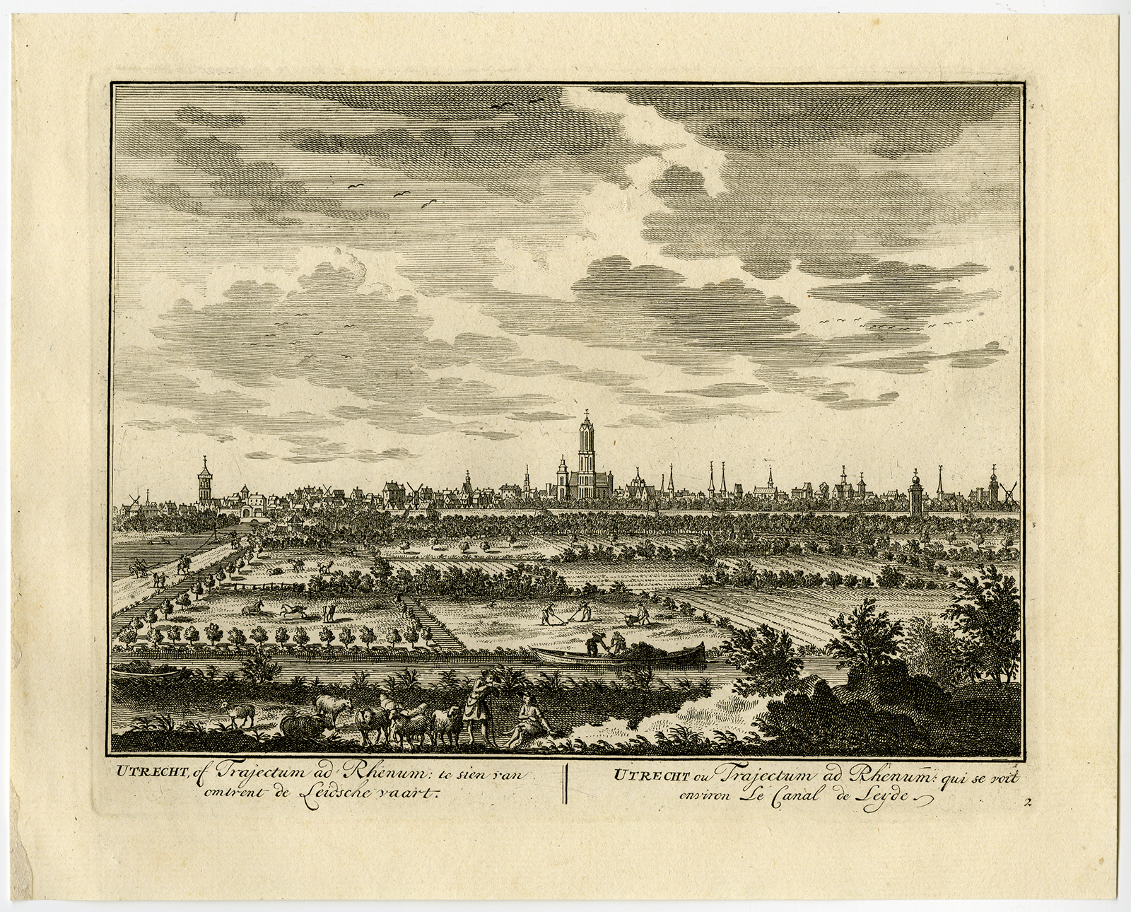 , Antique Print-VIEW-UTRECHT-LEIDSE RIJN-PL. 2-Stoopendaal-1719, Pictura Antique Prints