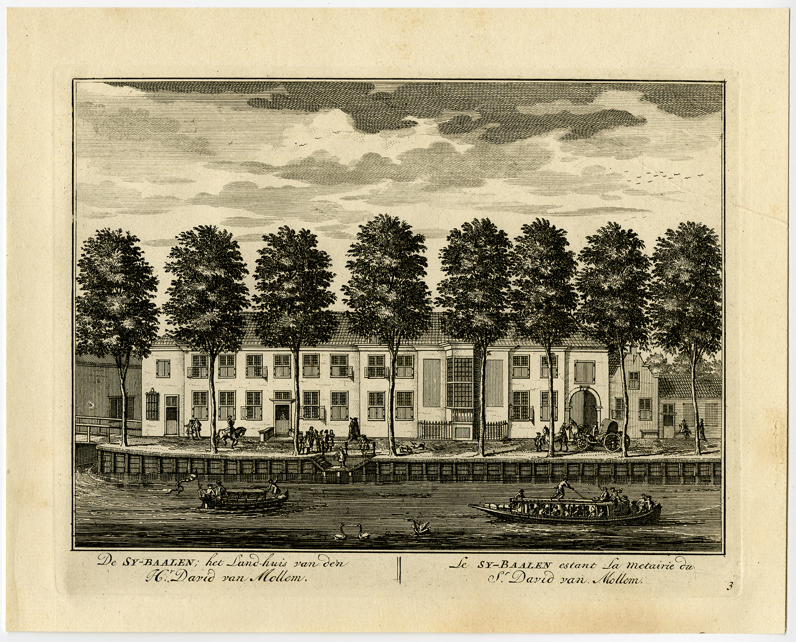 , 3 Antique Prints-ESTATE-SY-BAALEN-DAVID VAN MOLLEM-PL. 3-5-Stoopendaal-1719, Pictura Antique Prints