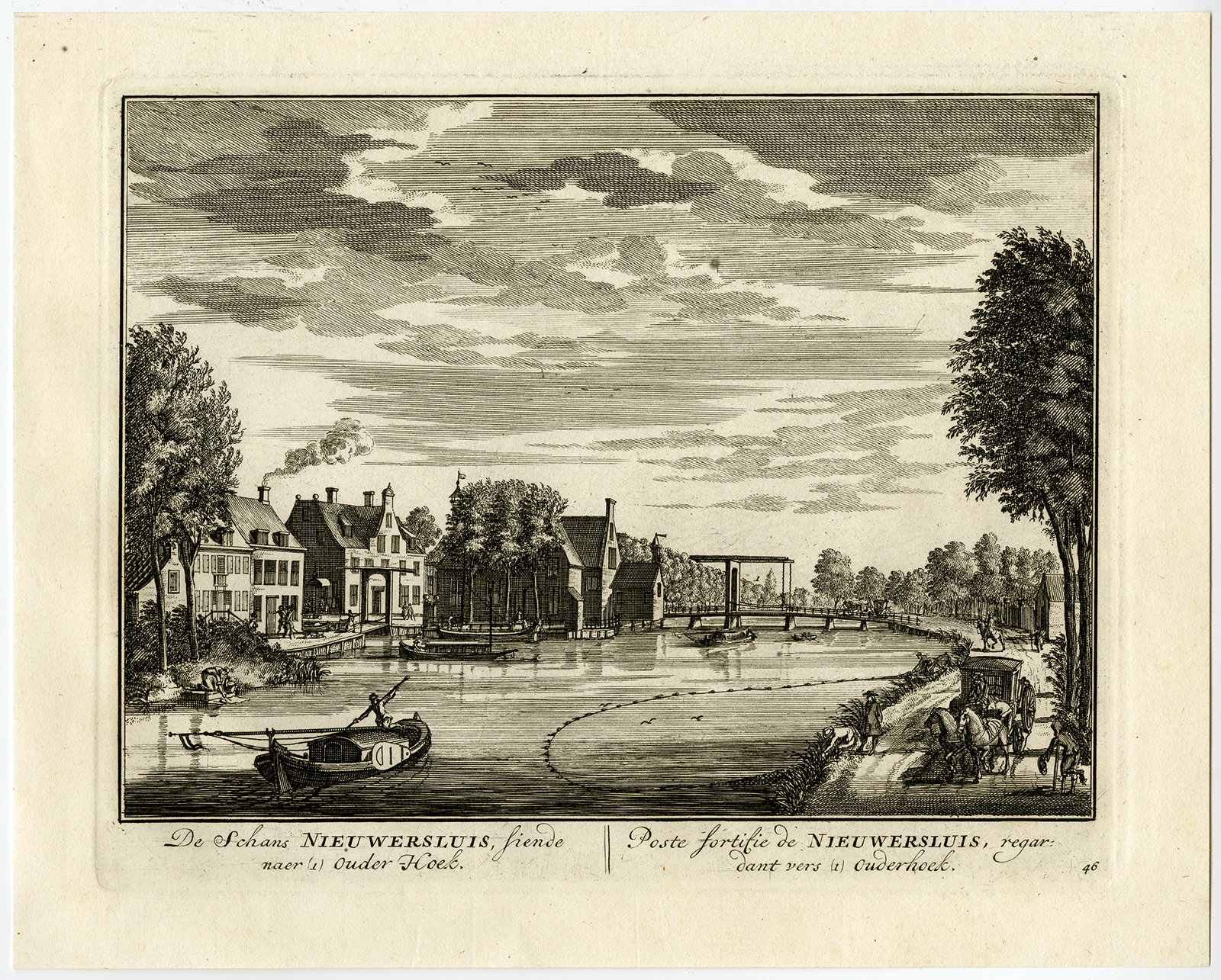 , Antique Print-NIEUWERSLUIS-VECHT RIVER-PL. 46-Stoopendaal-1719, Pictura Antique Prints