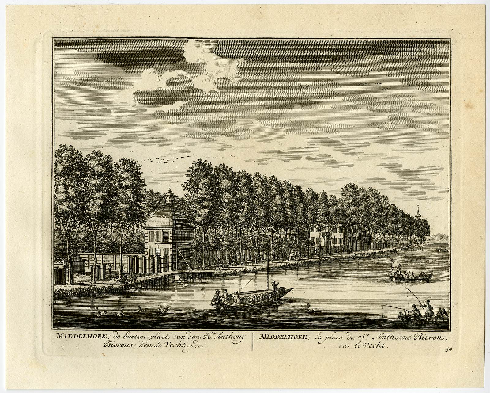 3 Antique Prints-MIDDELHOEK-BIERENS-NIEUWERSLUIS-PL.54-56-Stoopendaal-1719