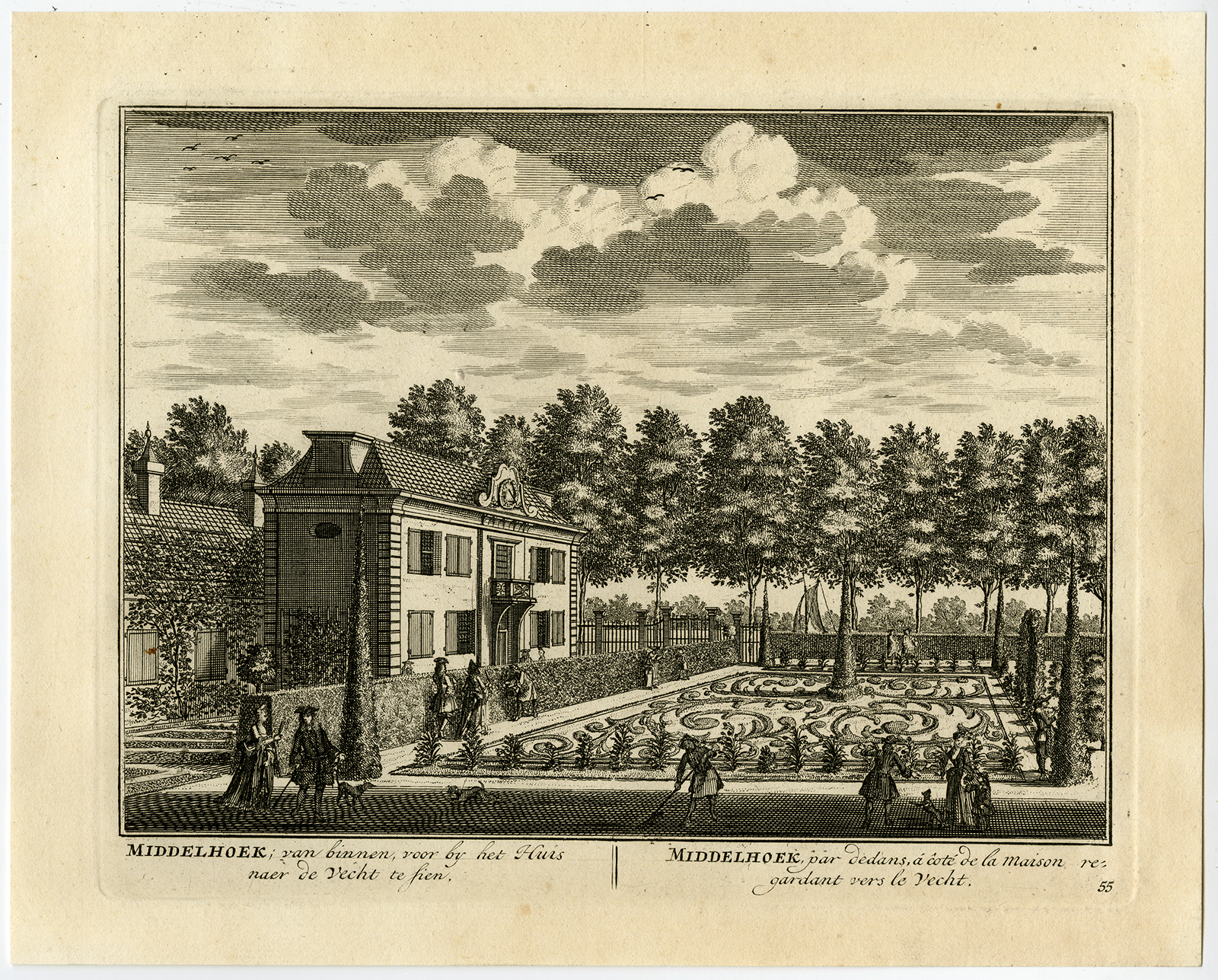 , 3 Antique Prints-MIDDELHOEK-BIERENS-NIEUWERSLUIS-PL.54-56-Stoopendaal-1719, Pictura Antique Prints
