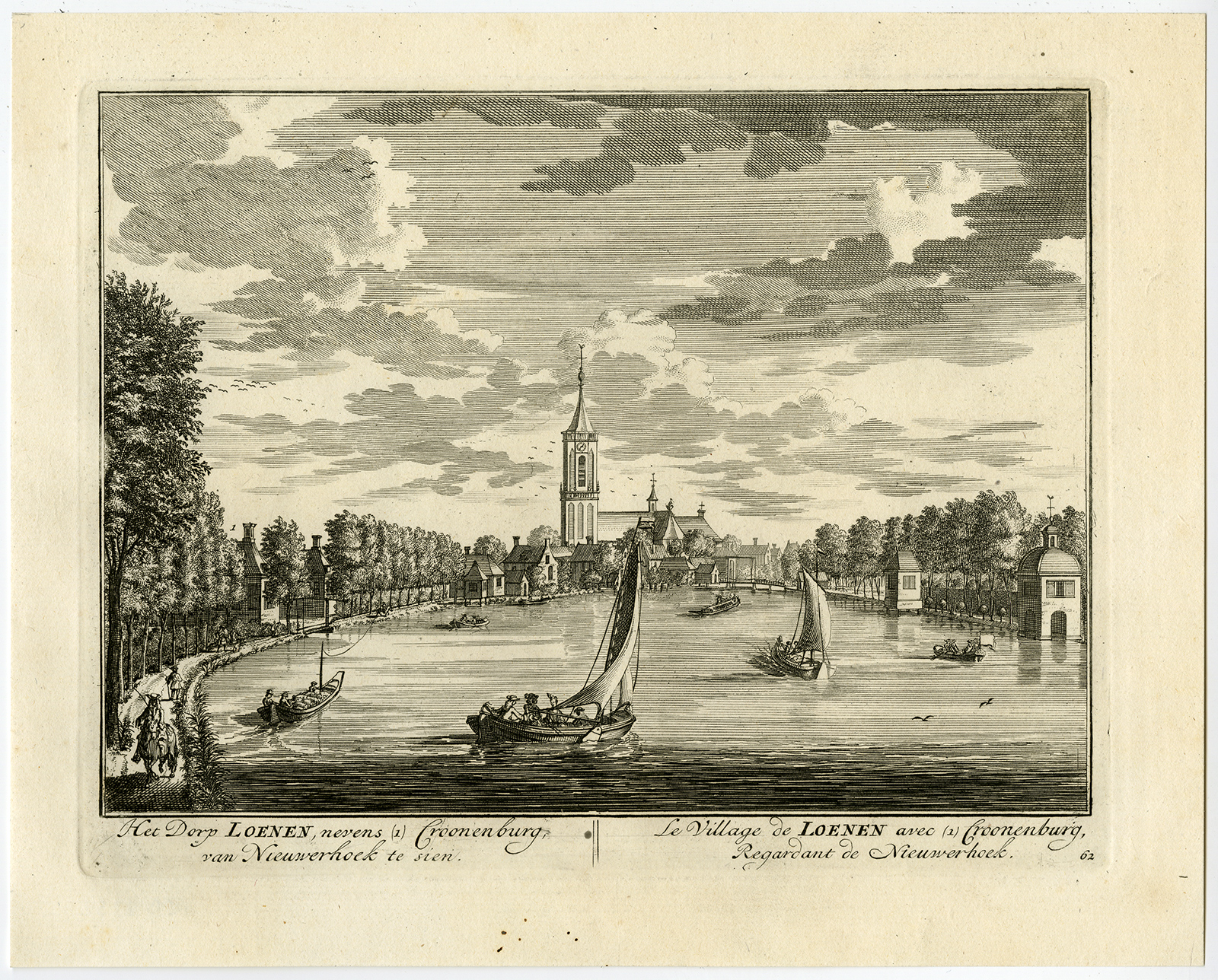 , Antique Print-VILLAGE-LOENEN-VECHT-PL. 62-Stoopendaal-1719, Pictura Antique Prints