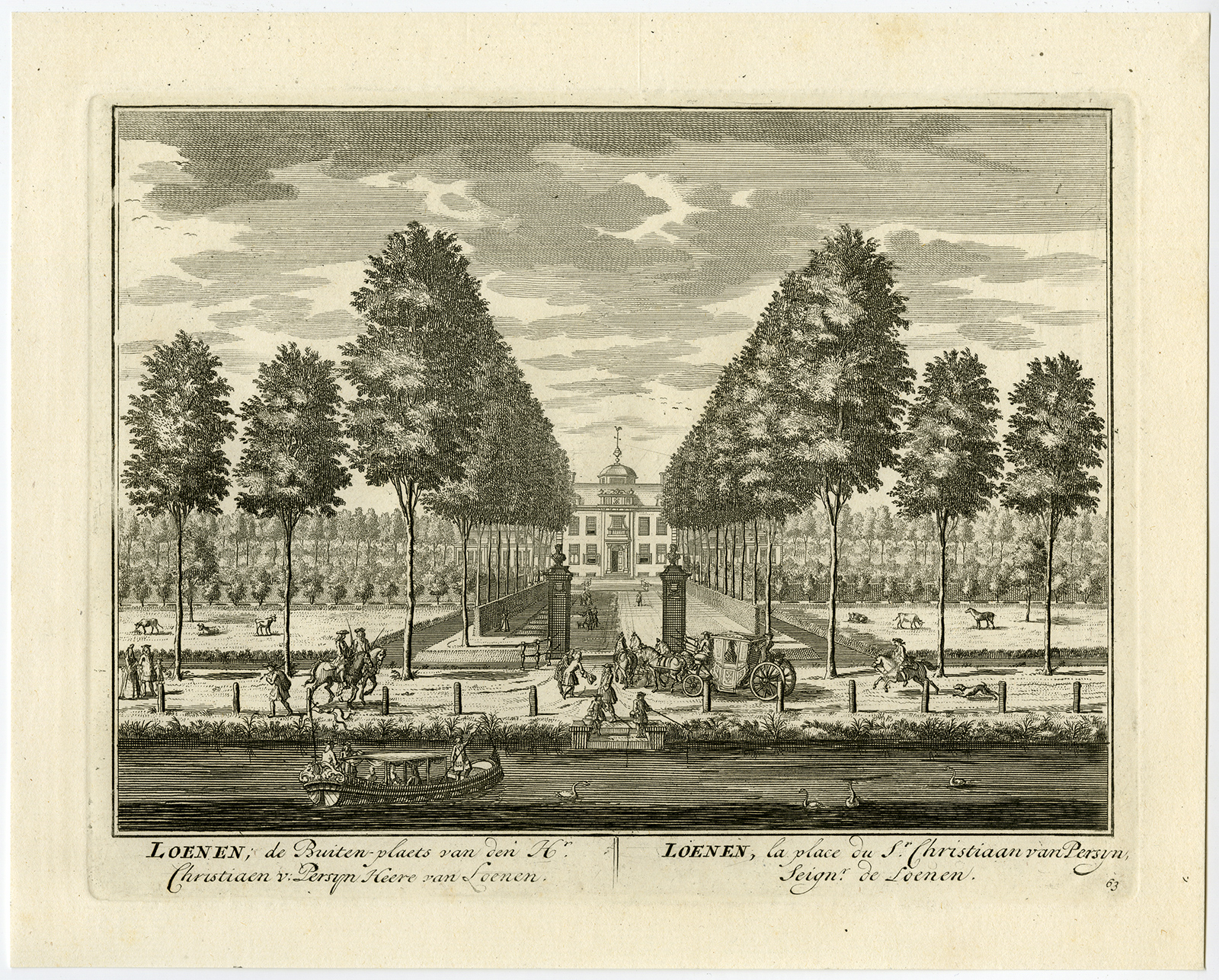, 5 Antique Prints-LOENEN ESTATE-CHRISTIAAN PERSYN-VECHT-PL.63-67-Stoopendaal-1719, Pictura Antique Prints