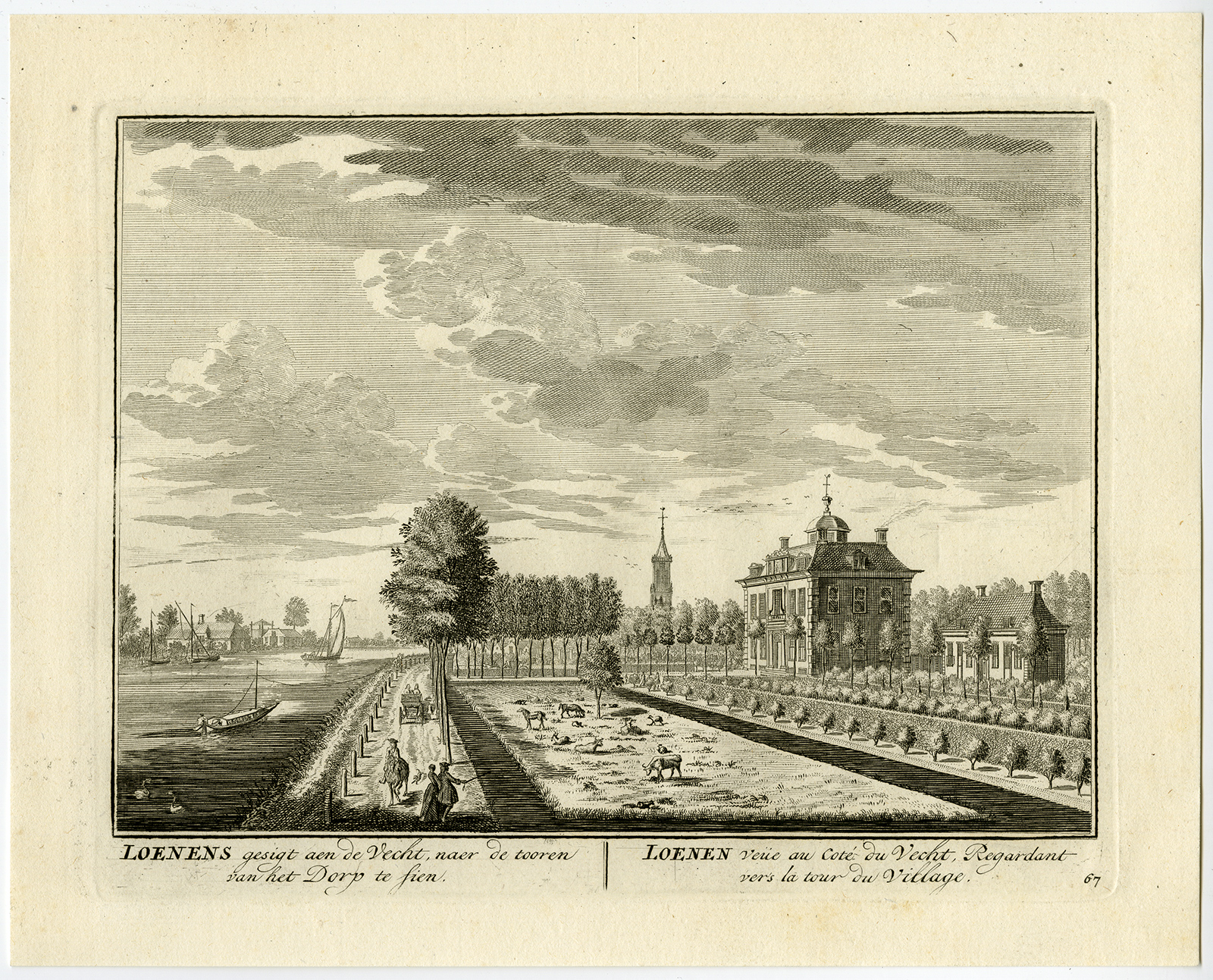 , 5 Antique Prints-LOENEN ESTATE-CHRISTIAAN PERSYN-VECHT-PL.63-67-Stoopendaal-1719, Pictura Antique Prints