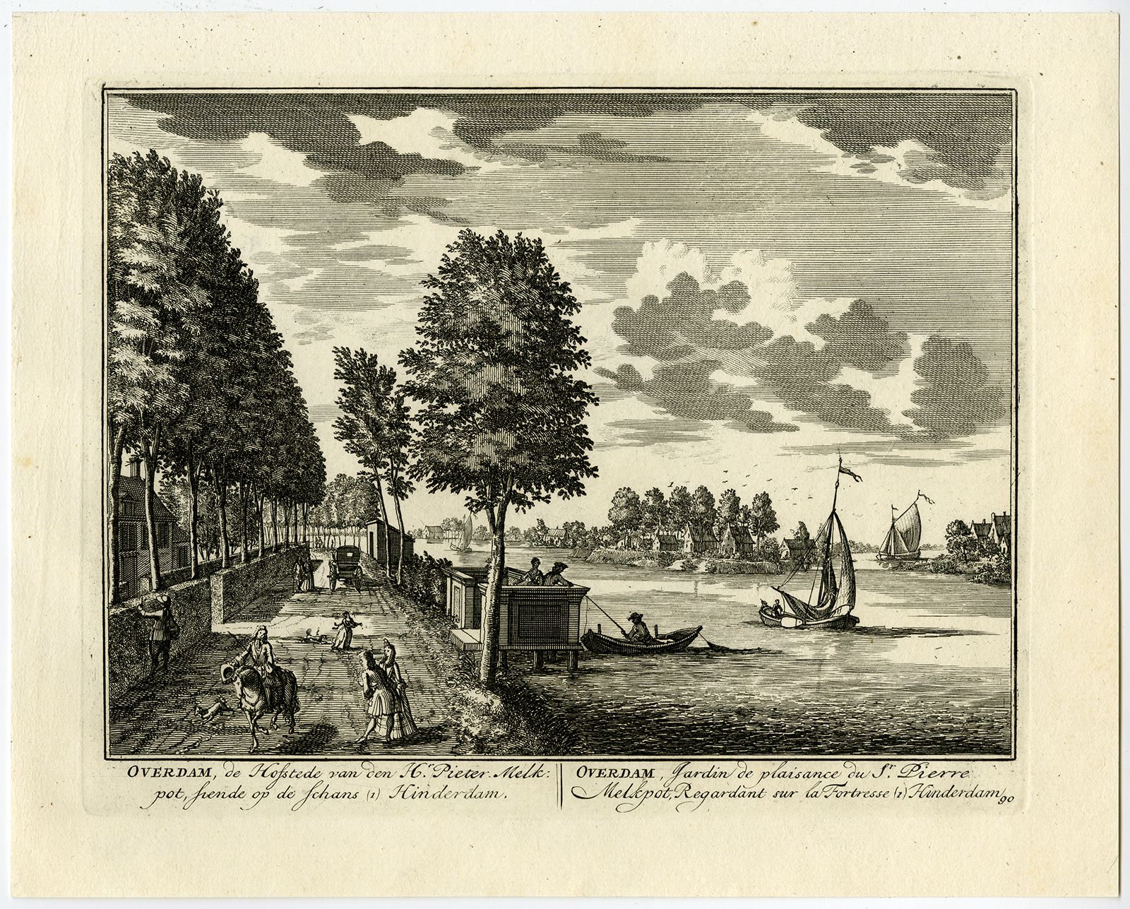 , Antique Print-OVERDAM ESTATE-NEDERHORST DEN BERG-PL. 90-Stoopendaal-1719, Pictura Antique Prints