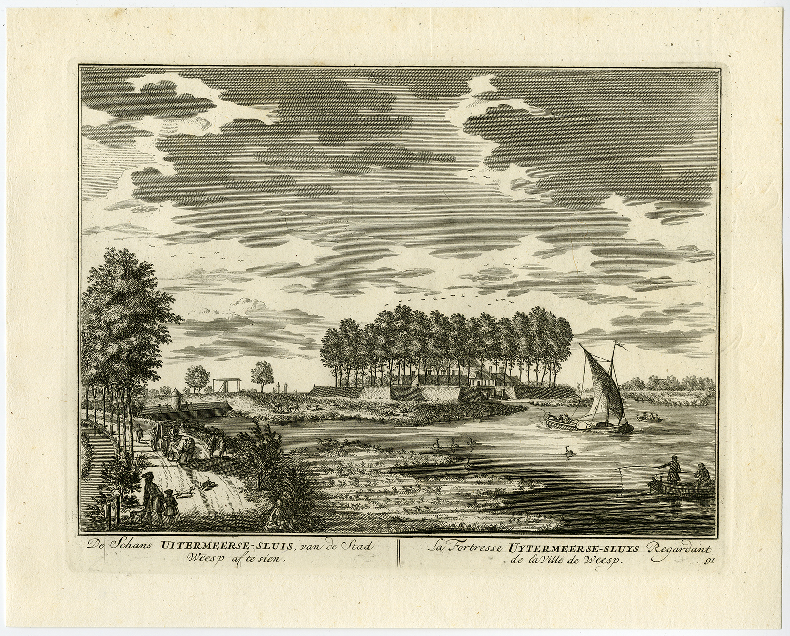 Cb2380 416x335 Antique Print-SLUICE-FORTRESS-UITERMEER-WEESP-VECHT-PL. 91-Stoopendaal-1719