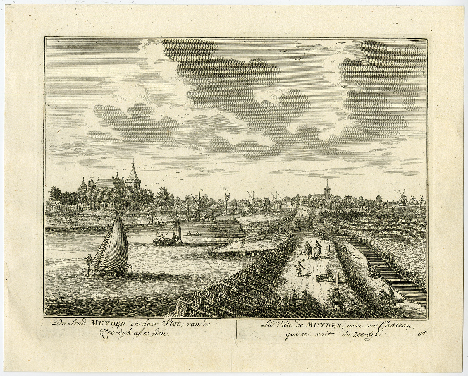 , Antique Print-MUIDEN-CASTLE-MUIDERSLOT-VECHT-PL. 98-Stoopendaal-1719, Pictura Antique Prints