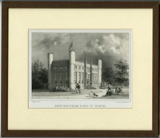 Framed Antique Print-ROYAL PALACE-TILBURG-Chimaer-Desguerrois-c.1845