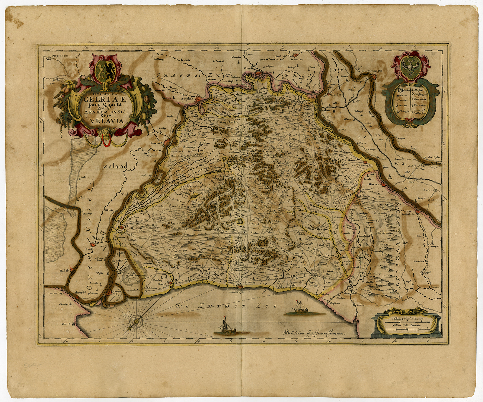 , Antique map-GELDERLAND-VELUWE-NETHERLANDS-Janssonius-1648, Pictura Antique Prints