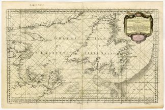 Rare Antique map-CANADA-GULF OF ST. LAWRENCE-SEA CHART-Bellin-1754