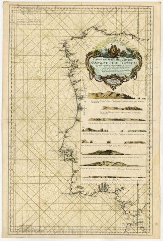 Rare Antique map-PORTUGAL-SPAIN-COASTAL-SEA CHART-Bellin-1751