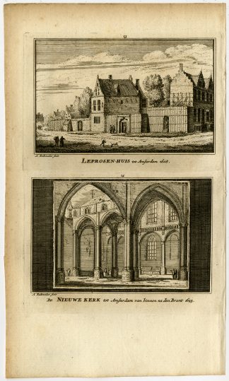 Antique Print-TOWN VIEWS-AMSTERDAM-LEPERS-HOUSE-NEW CHURCH-Rademaker-1792