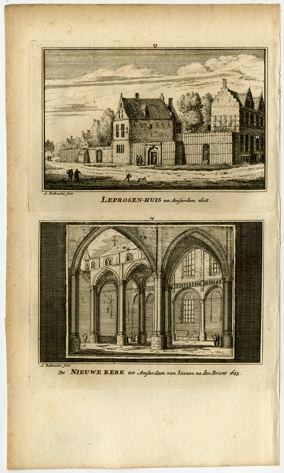 , Antique Print-TOWN VIEWS-AMSTERDAM-LEPERS-HOUSE-NEW CHURCH-Rademaker-1792, Pictura Antique Prints