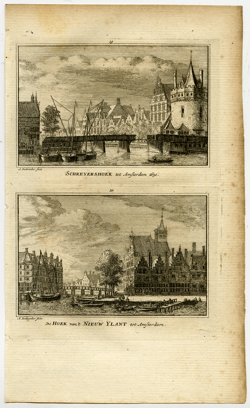 , Antique Print-TOWN VIEWS-AMSTERDAM-SCHREYERS TOWER-NEW ISLAND-Rademaker-1792, Pictura Antique Prints