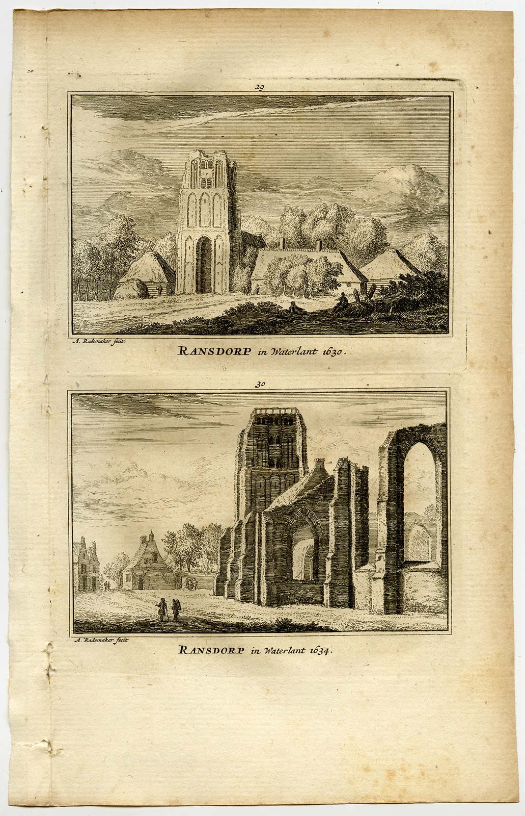 , Antique Print-TOWN VIEWS-RANSDORP IN WATERLAND-Rademaker-1792, Pictura Antique Prints