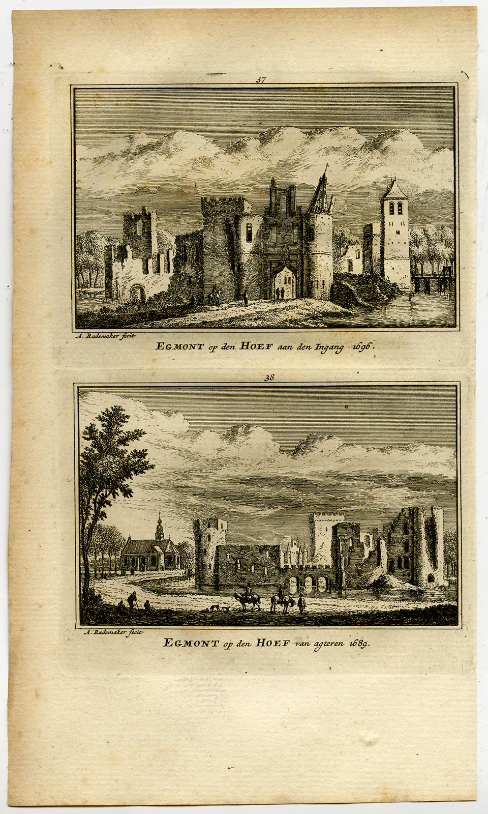 Cb4977 416x693 Antique Print-TOWN VIEWS-CASTLE-EGMOND AAN DEN HOEF-Rademaker-1792