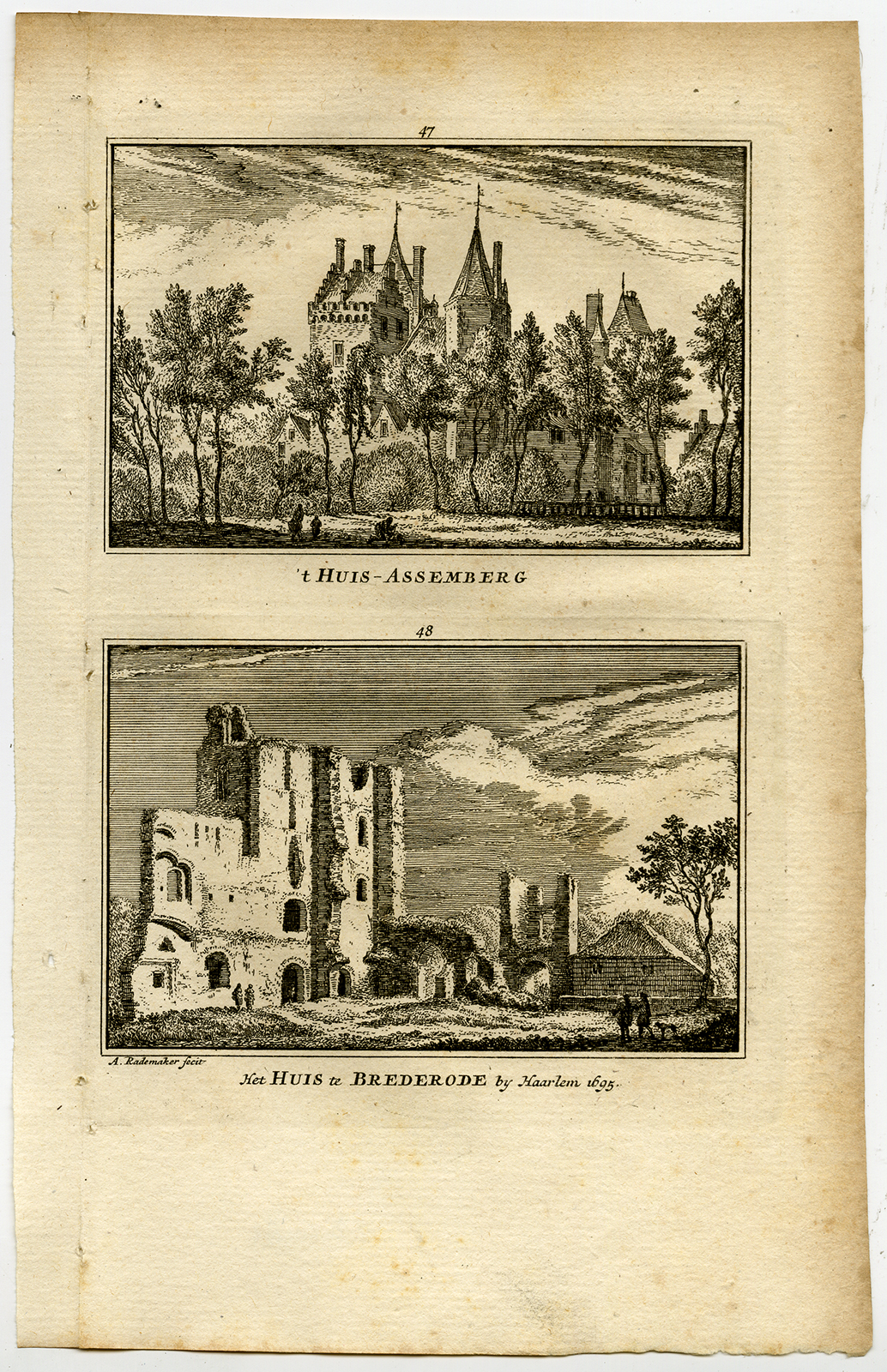 , Antique Print-TOWN VIEWS-CASTLE ASSEMBURG-BREDERODE-Rademaker-1792, Pictura Antique Prints