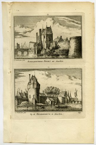 Antique Print-TOWN VIEWS-SCHALKWIJK-GATE-HAARLEM-NETHERLANDS-Rademaker-1792