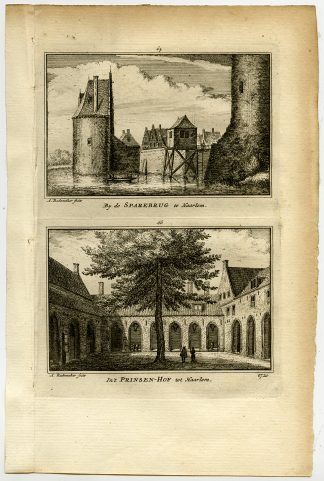 Antique Print-TOWN VIEWS-SPAARNE BRIDGE-PRINSENHOF-HAARLEM-Rademaker-1792