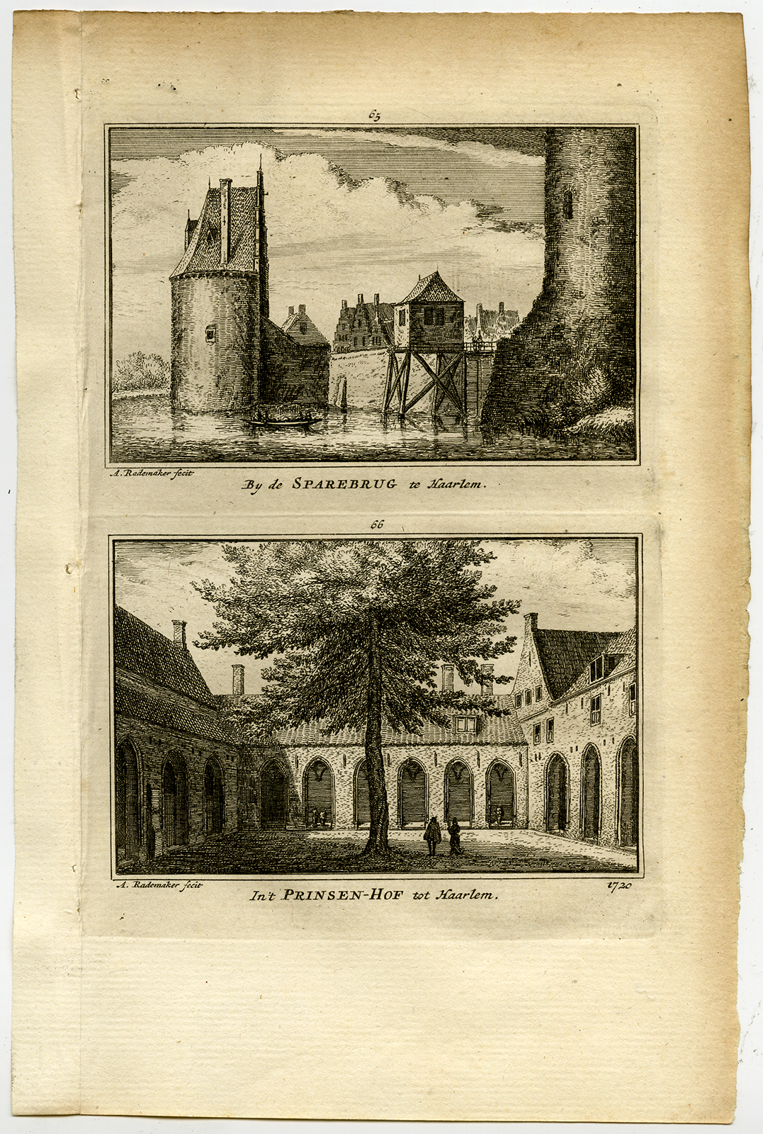 , Antique Print-TOWN VIEWS-SPAARNE BRIDGE-PRINSENHOF-HAARLEM-Rademaker-1792, Pictura Antique Prints
