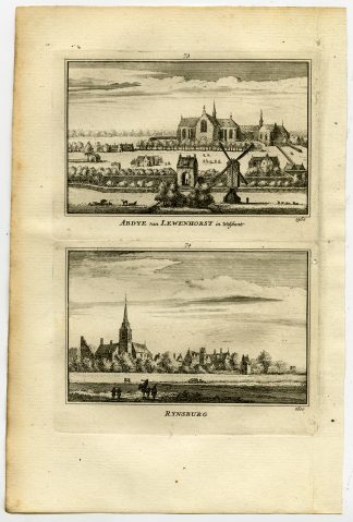 Antique Print-TOWN VIEWS-RIJNSBURG-LEEUWENHORST-NETHERLANDS-Rademaker-1792