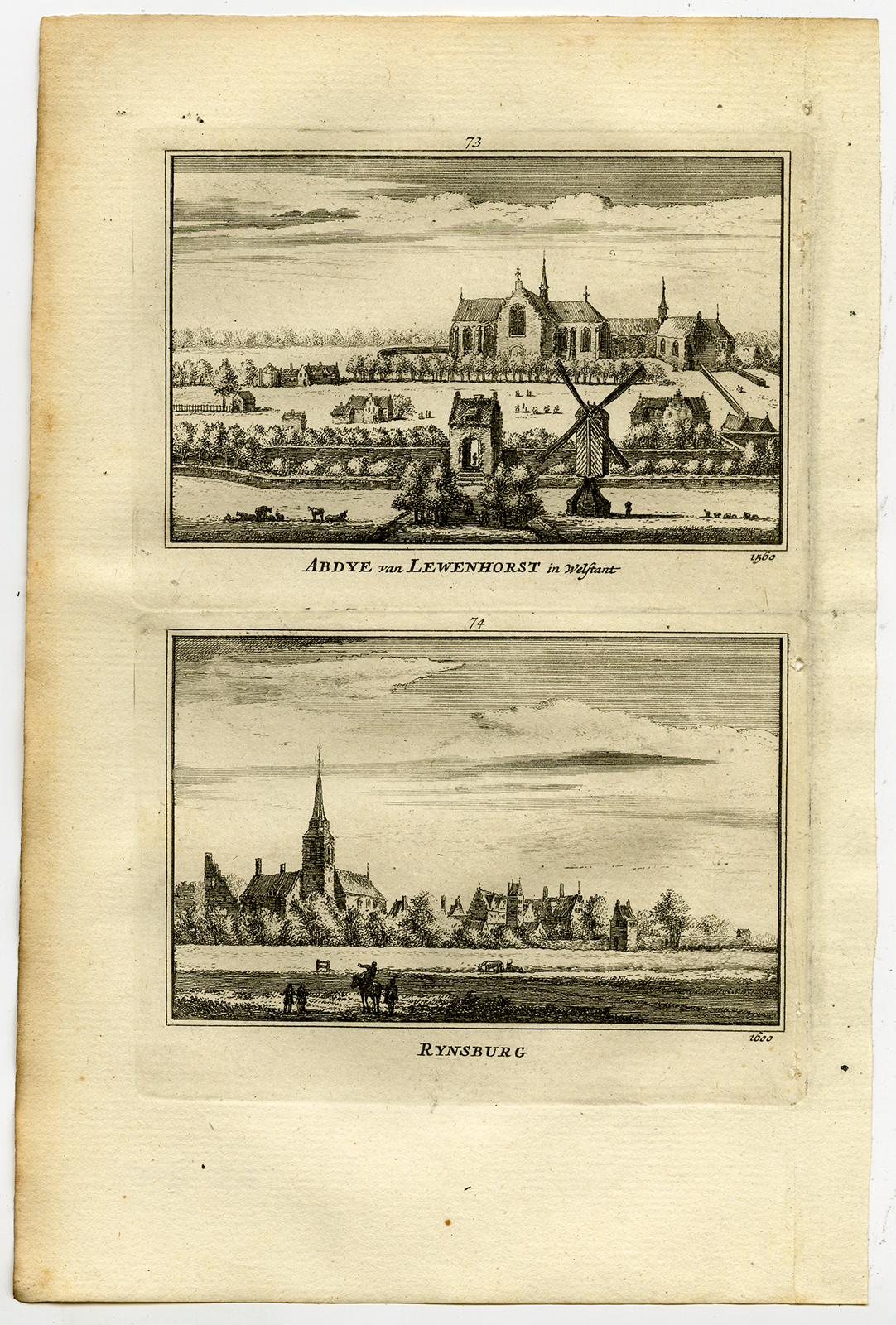 , Antique Print-TOWN VIEWS-RIJNSBURG-LEEUWENHORST-NETHERLANDS-Rademaker-1792, Pictura Antique Prints