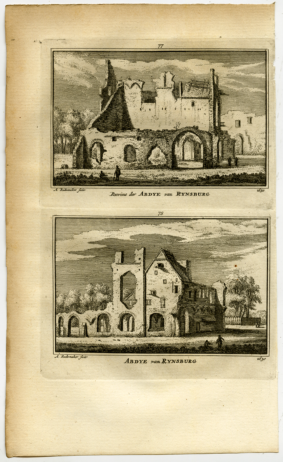 , Antique Print-TOWN VIEWS-RIJNSBURG-CONVENT-NETHERLANDS-Rademaker-1792, Pictura Antique Prints
