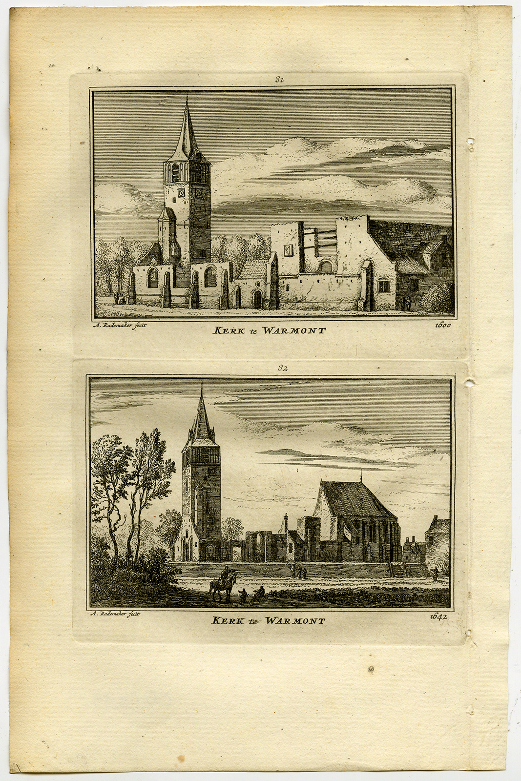 , Antique Print-TOWN VIEWS-WARMOND-CHURCH-NETHERLANDS-Rademaker-1792, Pictura Antique Prints