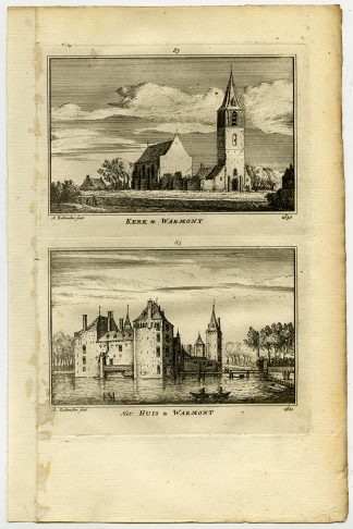 Antique Print-TOWN VIEWS-WARMOND-CHURCH-CASTLE-NETHERLANDS-Rademaker-1792