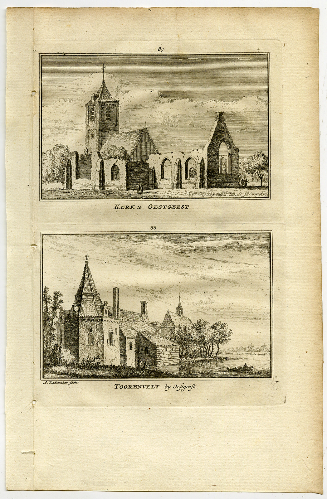 , Antique Print-TOWN VIEWS-TOORENVELT-OESTGEEST-CHURCHE-NETHERLANDS-Rademaker-1792, Pictura Antique Prints