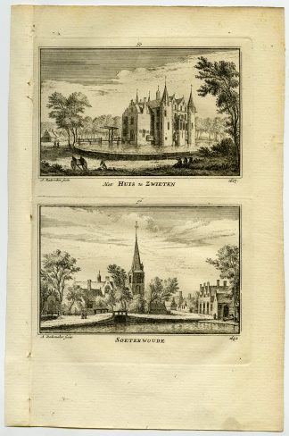 Antique Print-TOWN VIEWS-CASTLE ZWIETEN-ZOETERWOUDE-NETHERLANDS-Rademaker-1792