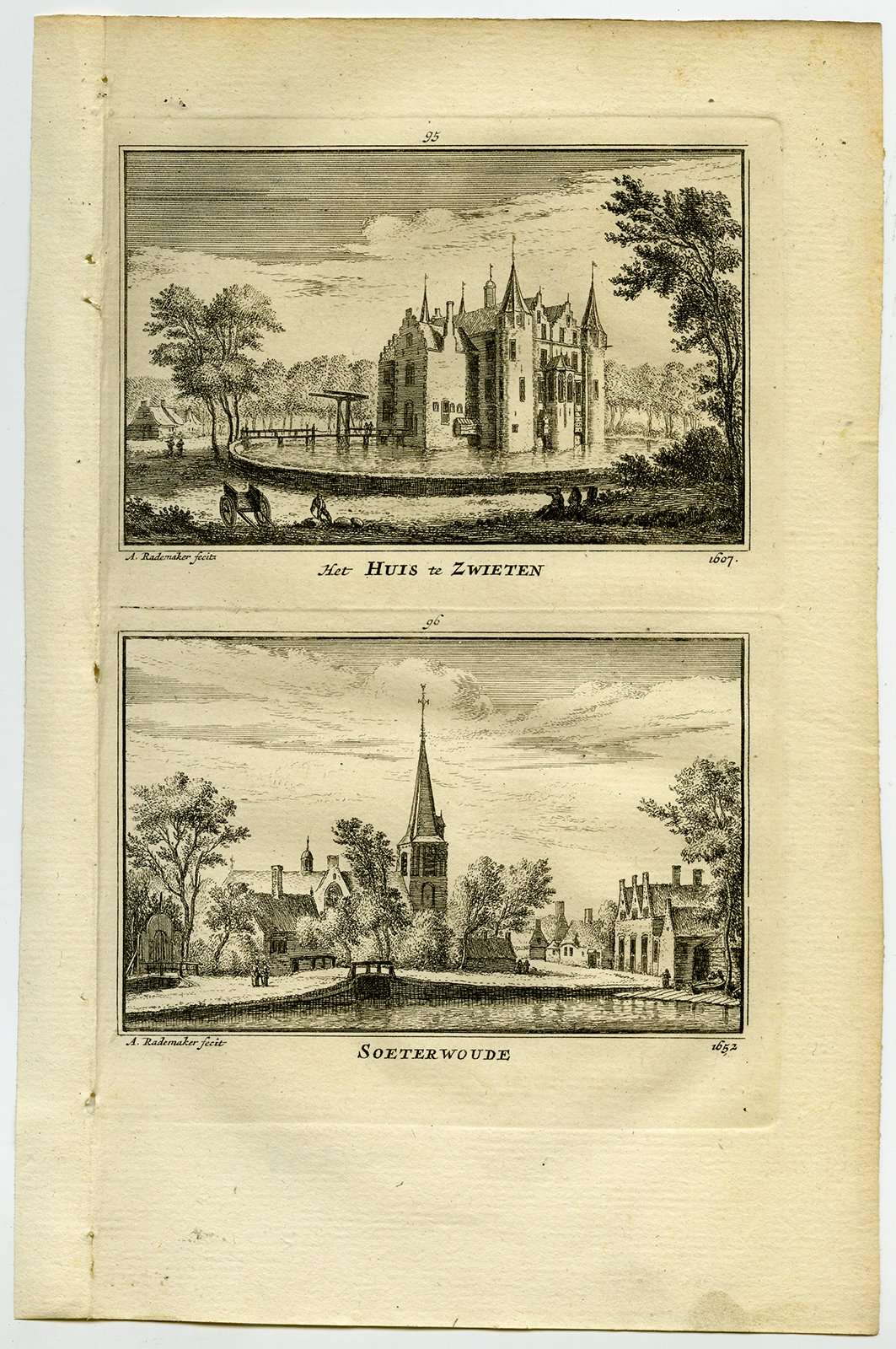 , Antique Print-TOWN VIEWS-CASTLE ZWIETEN-ZOETERWOUDE-NETHERLANDS-Rademaker-1792, Pictura Antique Prints