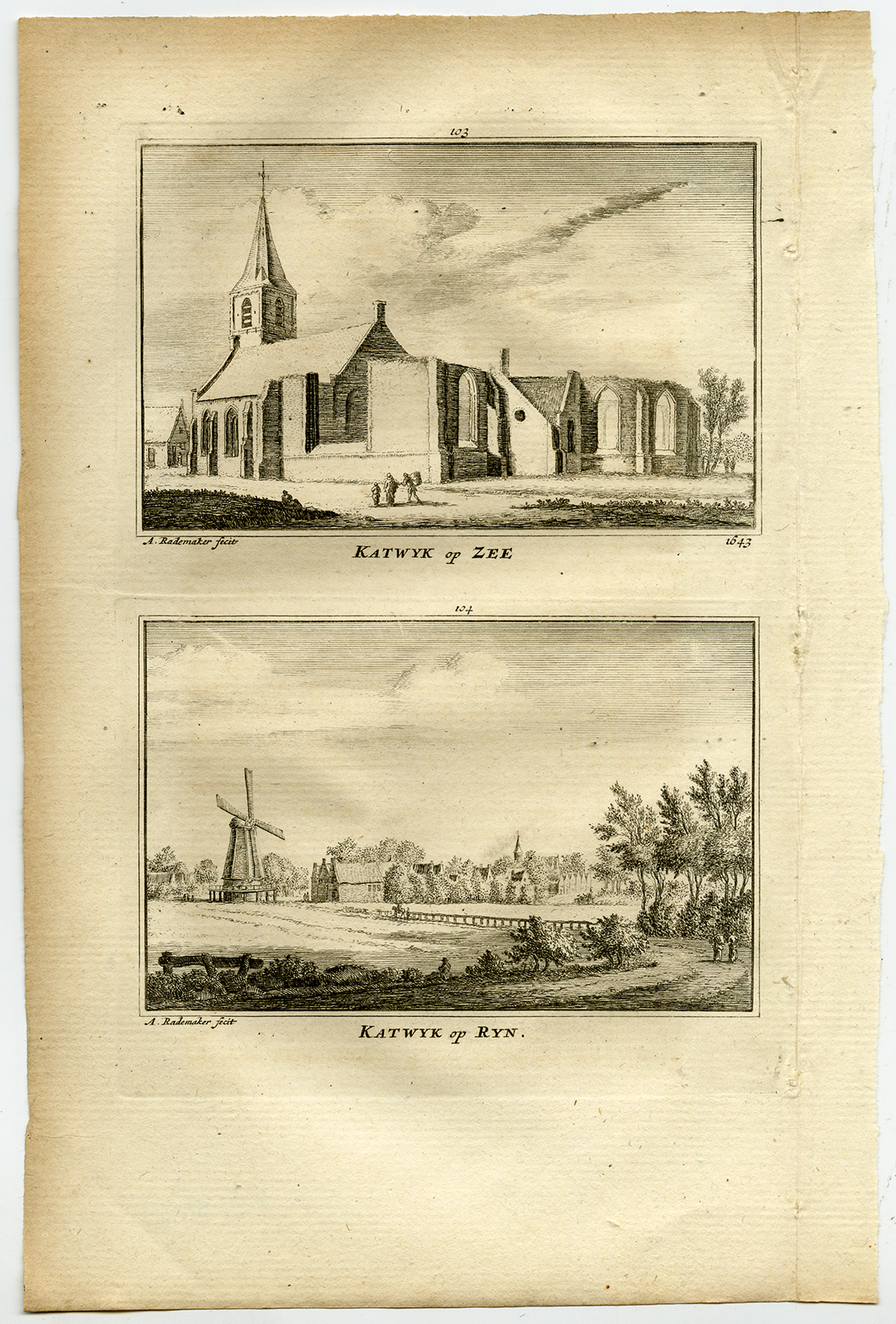 , Antique Print-TOWN VIEWS-KATWYK AAN ZEE-NETHERLANDS-Rademaker-1792, Pictura Antique Prints