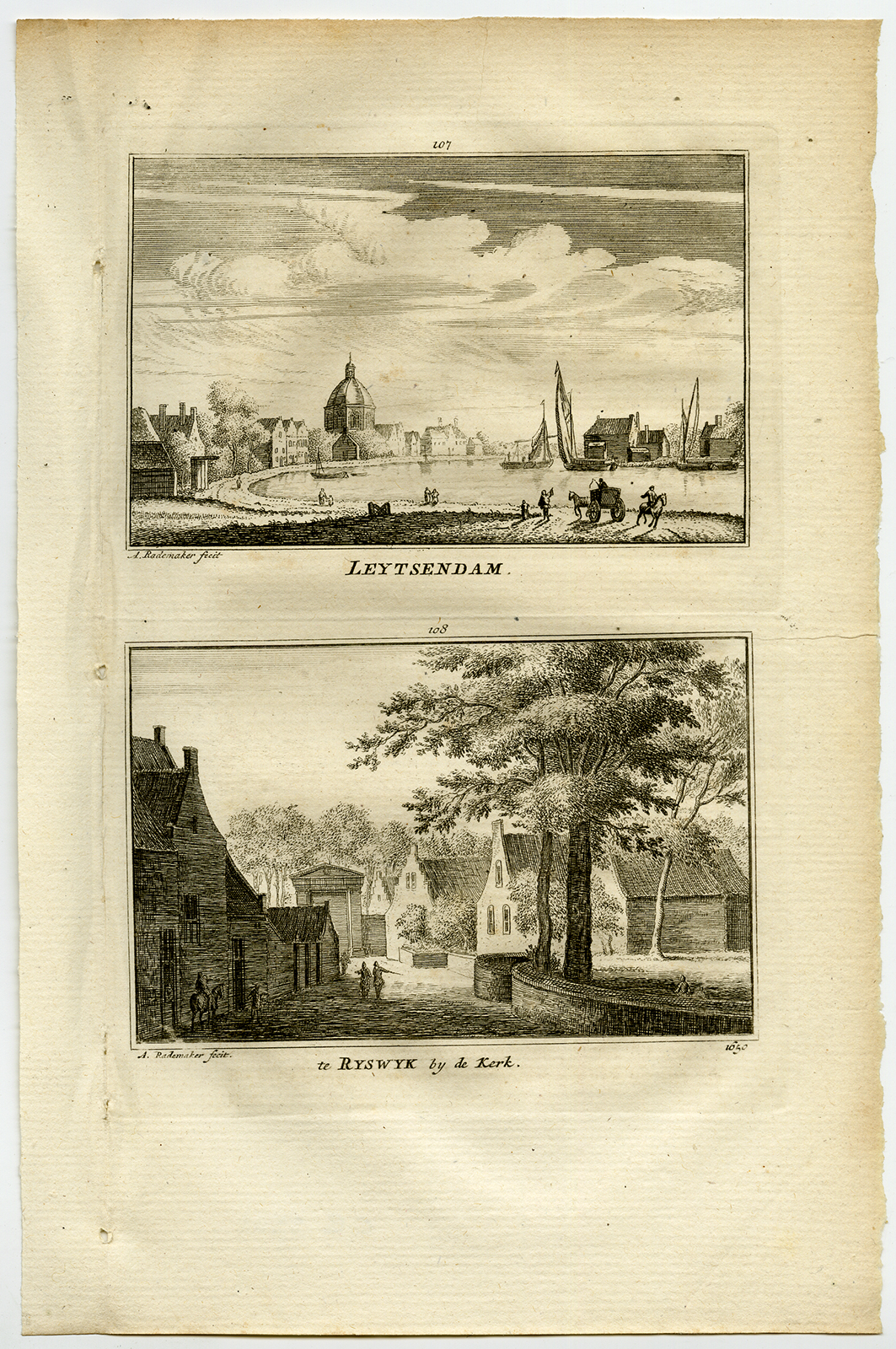 , Antique Print-TOWN VIEWS-RIJSWIJK-LEIDSENDAM-NETHERLANDS-Rademaker-1792, Pictura Antique Prints