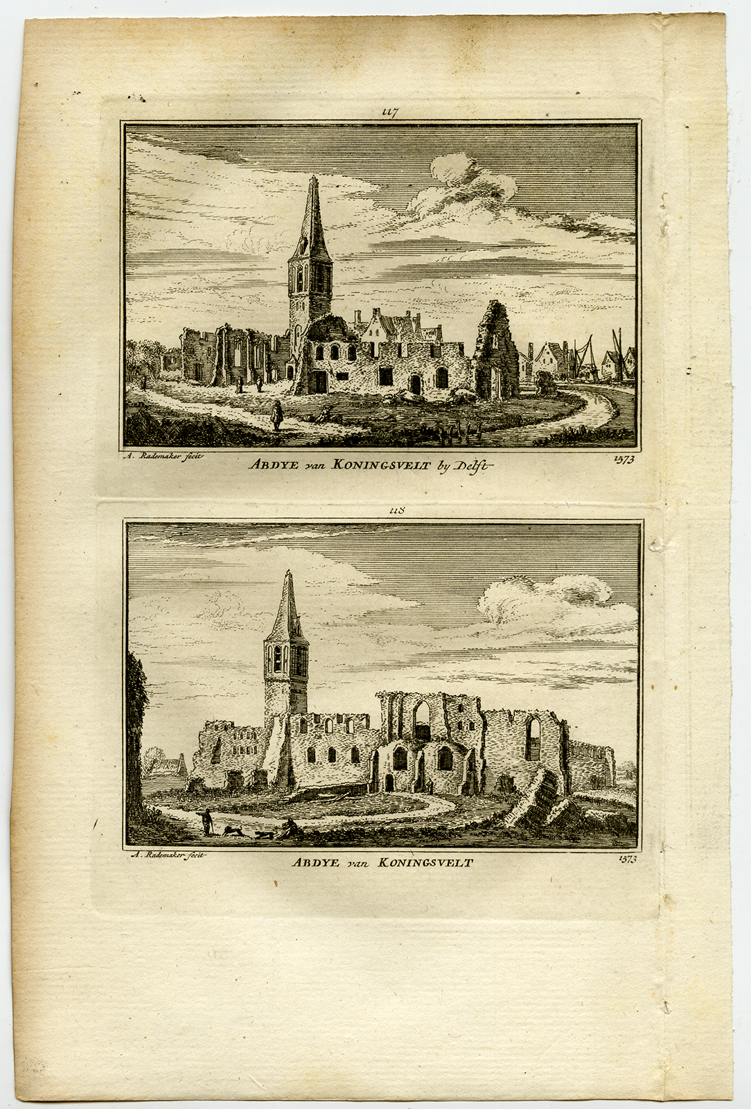 , Antique Print-VIEWS-DELFT-MONASTERY-KONINGSVELT-NETHERLANDS-Rademaker-1792, Pictura Antique Prints