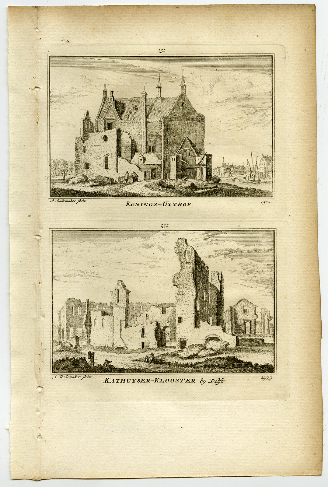, Antique Print-VIEWS-KONINGS-UITHOF-DELFT-MONASTERY-NETHERLANDS-Rademaker-1792, Pictura Antique Prints