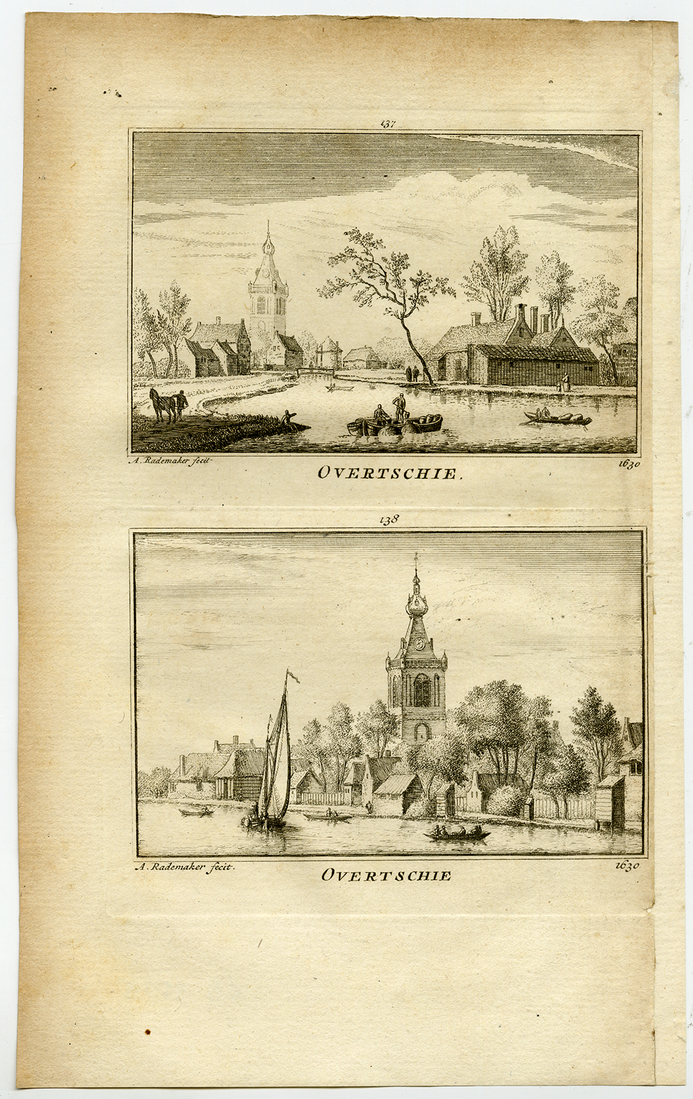 , Antique Print-TOWN VIEWS-OVERSCHIE-NETHERLANDS-Rademaker-1792, Pictura Antique Prints